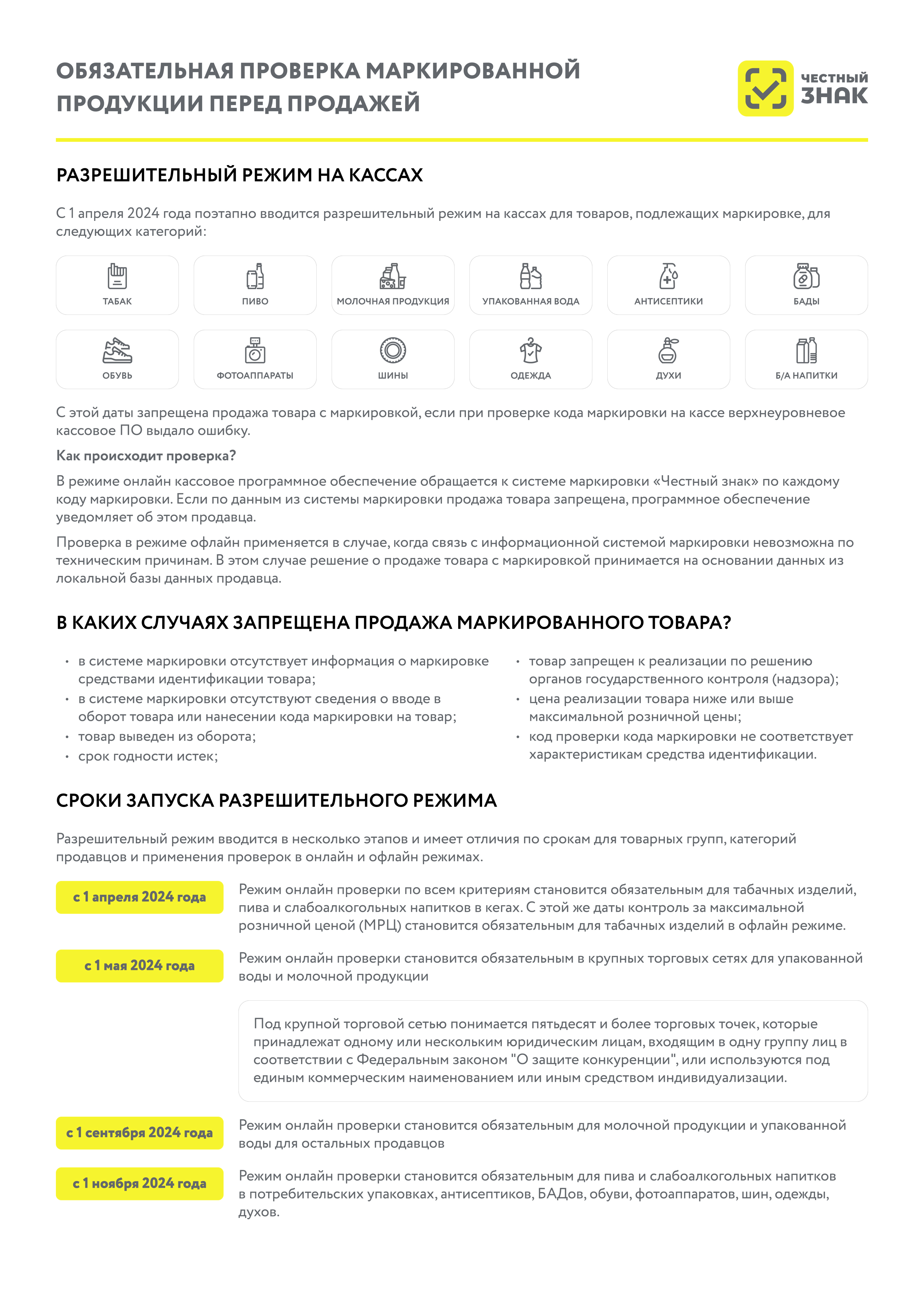 Обязательная проверка маркированной продукции перед продажей.